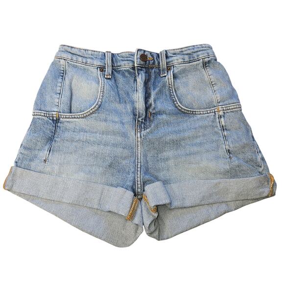 BDG High Rise Stretch Roll Hem Shorts Womens 26 Denim Cuffed Urban Outfitters - Picture 1 of 9